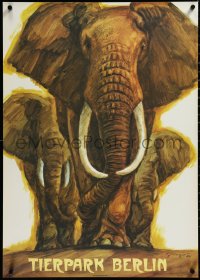4c0447 TIERPARK BERLIN 23x32 East German special poster 1987 Reiner Zieger art of African elephants!