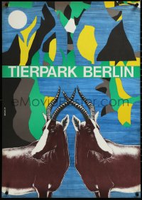 4c0446 TIERPARK BERLIN 23x32 East German special poster 1977 Axel Bengs art of the blesbok!