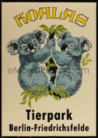 4c0195 TIERPARK BERLIN 17x24 East German special poster 1980s wonderful art of koalas!