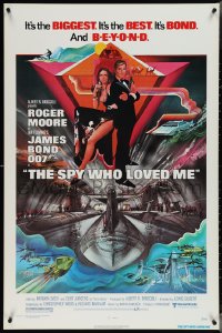 4c1051 SPY WHO LOVED ME 1sh 1977 great art of Roger Moore as James Bond by Bob Peak!
