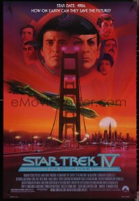 4c1052 STAR TREK IV 1sh 1986 art of Leonard Nimoy, Shatner & Klingon Bird-of-Prey by Bob Peak!