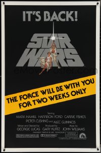 4c1055 STAR WARS studio style 1sh R1981 Tom Jung art, The Force Will Be With You For Two Weeks Only!