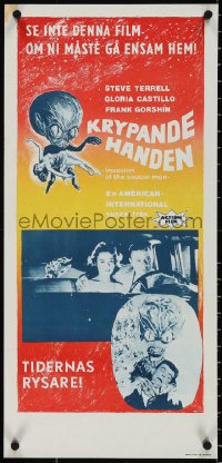 4c0062 INVASION OF THE SAUCER MEN Swedish stolpe 1961 art of cabbage head alien & sexy girl!