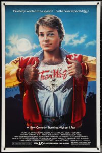 4c1069 TEEN WOLF 1sh 1985 great artwork of teenage werewolf Michael J. Fox by L. Cowell!