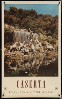 4c0491 CASERTA 24x39 Italian travel poster 1958 Fountain of Diana and Actaeon, land of your dreams!