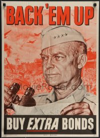 4c0203 BUY EXTRA BONDS 20x28 WWII war poster 1944 Chaliapin art of Four Star General Eisenhower!