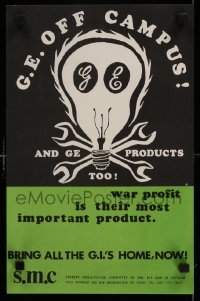 4c0214 G.E. OFF CAMPUS 11x17 Vietnam War poster 1969 boycott GE, war profit is their best product!