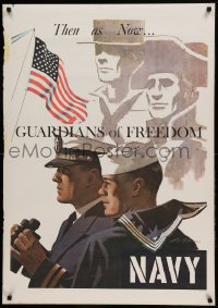 4c0005 THEN AS NOW GUARDIANS OF FREEDOM 28x40 war poster 1966 two sailors by Lou Nolan!