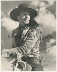 4d0115 WESTERNER signed deluxe 10.25x13.25 still 1940 by Gary Cooper, in buckskin on horse by Coburn!