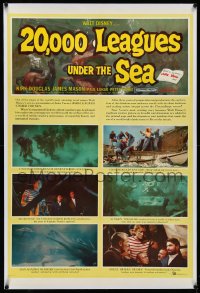 4d0504 20,000 LEAGUES UNDER THE SEA linen style B 1sh 1955 Jules Verne, great scenes from the movie!