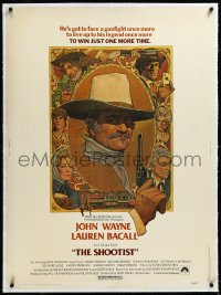 4d0367 SHOOTIST linen 30x40 1976 best Richard Amsel artwork of aging gunfighter John Wayne & cast!
