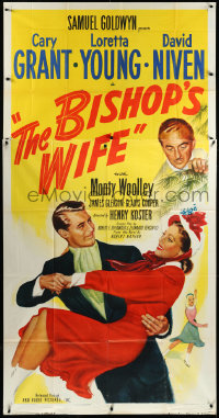 4d0121 BISHOP'S WIFE 3sh 1947 art of Cary Grant, Loretta Young & priest David Niven, ultra rare!