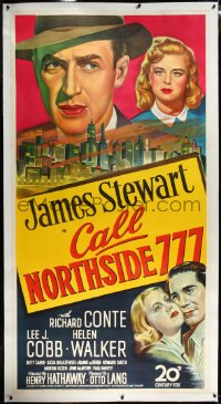 4d0010 CALL NORTHSIDE 777 linen 3sh 1948 art of James Stewart, Richard Conte & Helen Walker, rare!