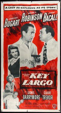 4d0019 KEY LARGO linen 3sh 1948 Humphrey Bogart, Lauren Bacall, Edward G. Robinson, noir, ultra rare!