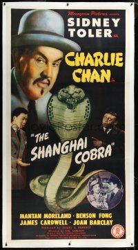 4d0027 SHANGHAI COBRA linen 3sh 1945 Sidney Toler as Charlie Chan, Mantan Moreland, Benson Fong