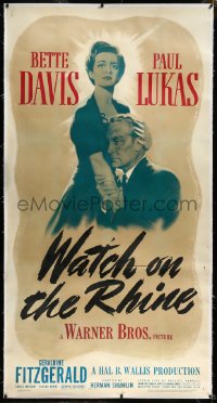 4d0036 WATCH ON THE RHINE linen 3sh 1943 Bette Davis, by Dashiell Hammett & Lillian Hellman, rare!
