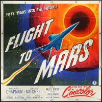 4d0120 FLIGHT TO MARS 6sh 1951 fifty years into the future, colorful spaceship art, ultra rare!