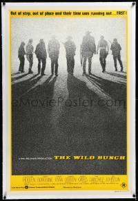 4d0332 WILD BUNCH linen Aust 1sh R1970s Sam Peckinpah cowboy classic, Holden & Borgnine, different!