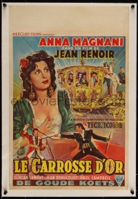 4d0438 GOLDEN COACH linen Belgian 1952 Jean Renoir's Le carrosse d'or, different art of Anna Magnani!