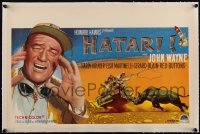 4d0439 HATARI linen Belgian 1962 Howard Hawks, great different art of John Wayne in Africa!
