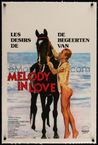 4d0441 MELODY IN LOVE linen Belgian 1978 sexy Britta Glatzeder & horse on beach, exotic experience!