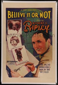 4d0527 BELIEVE IT OR NOT linen 1sh 1931 most interesting man in the world Robert L. Ripley, very rare!