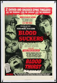 4d0536 BLOOD SUCKERS/BLOOD THIRST linen 1sh 1971 two shiver & shudder spine tinglers, see the terror!