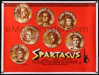 4d0432 SPARTACUS linen British quad 1961 Reynold Brown art of stars on gold coins + Saul Bass art!