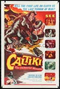 4d0542 CALTIKI THE IMMORTAL MONSTER linen 1sh 1960 the first life on Earth will be man's last terror!