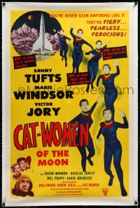 4d0545 CAT-WOMEN OF THE MOON linen 1sh 1953 campy cult classic, they're fiery, fearless & ferocious!