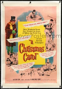 4d0549 CHRISTMAS CAROL linen 1sh 1951 Charles Dickens holiday classic, Sim as Scrooge, very rare!