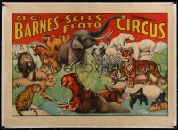 4d0402 AL G. BARNES & SELLS-FLOTO COMBINED CIRCUS linen 21x29 circus poster 1930s art of animals!