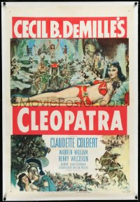 4d0553 CLEOPATRA linen 1sh R1952 sexy Claudette Colbert as the Princess of the Nile, Cecil B. DeMille