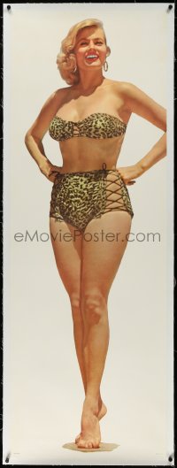 4d0071 ANITA EKBERG linen 22x62 commercial poster 1959 sexy life-size Swedish blonde in leopard bikini!