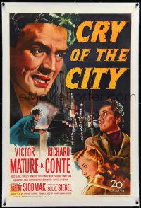 4d0562 CRY OF THE CITY linen 1sh 1948 Victor Mature, Richard Conte, Shelley Winters, film noir!