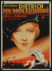 4d0292 SCARLET EMPRESS Danish 1934 incredible Wennerwald Marlene Dietrich art, von Sternberg, rare!