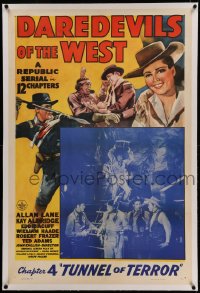4d0565 DAREDEVILS OF THE WEST linen chapter 4 1sh 1943 Rocky Lane & Native Americans, Republic serial