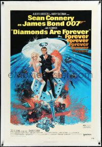 4d0568 DIAMONDS ARE FOREVER linen 1sh 1971 art of Sean Connery as James Bond with girls by McGinnis!