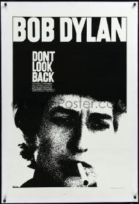 4d0571 DON'T LOOK BACK linen 1sh R1983 D.A. Pennebaker, c/u of Bob Dylan with cigarette in mouth!