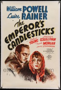 4d0574 EMPEROR'S CANDLESTICKS linen 1sh 1937 spies William Powell & Luise Rainer, ultra rare style D!