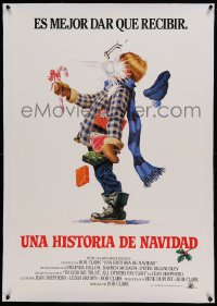 4d0385 CHRISTMAS STORY linen Spanish export English 1sh 1983 best art of Ralphie hit by snowball!