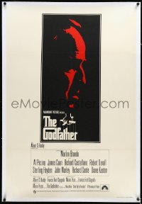 4d0386 GODFATHER linen English 1sh 1972 silhouette art of Marlon Brando, Francis Ford Coppola classic!