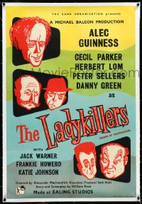 4d0387 LADYKILLERS linen English 1sh 1955 great Mount art of Alec Guinness, Peter Sellers & gangsters!