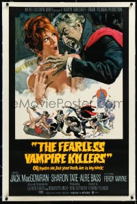 4d0582 FEARLESS VAMPIRE KILLERS linen style B 1sh 1967 great Frank Frazetta art, plus Tate attacked!