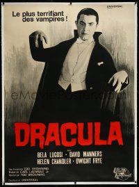 4d0049 DRACULA linen French 1p R1960s Tod Browning, Bela Lugosi vampire classic, great image!