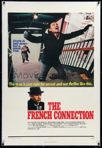 4d0585 FRENCH CONNECTION linen int'l 1sh 1971 Gene Hackman in chase climax, William Friedkin classic!