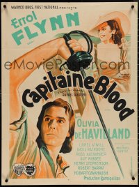 4d0294 CAPTAIN BLOOD French 24x32 1936 different Koutachy art of Flynn & De Havilland, ultra rare!