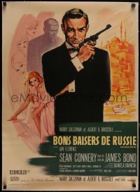 4d0390 FROM RUSSIA WITH LOVE linen French 23x32 1964 different Grinsson art of Sean Connery, rare!