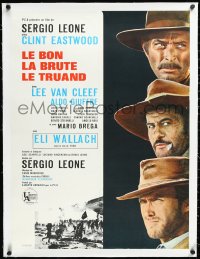 4d0391 GOOD, THE BAD & THE UGLY linen French 23x31 1968 Clint Eastwood, Lee Van Cleef, Wallach, Leone