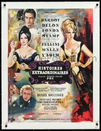 4d0393 SPIRITS OF THE DEAD linen French 23x31 1969 Fellini, Allard art of sexy Brigitte Bardot & Fonda!